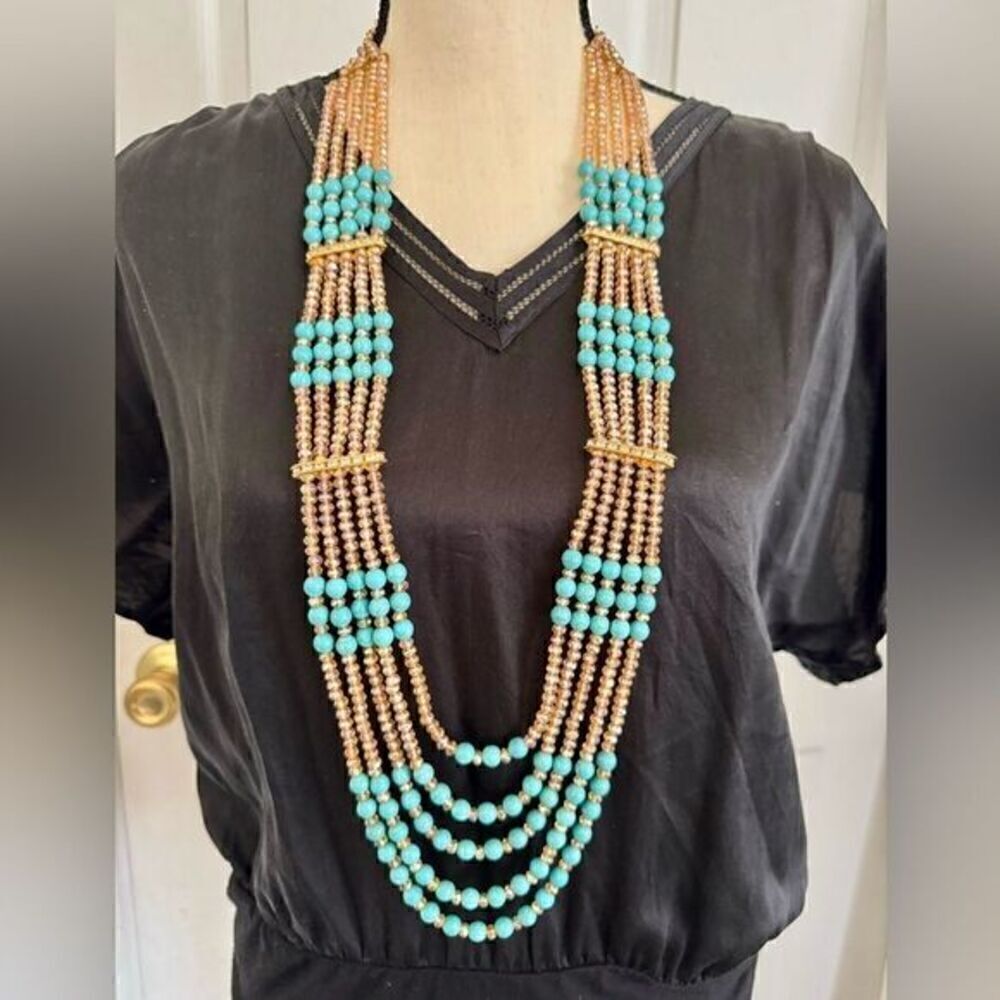 PAKISTANI INDIAN BRIDAL FORMAL LONG LAYERED NECKLACE MALA - Picture 3 of 9
